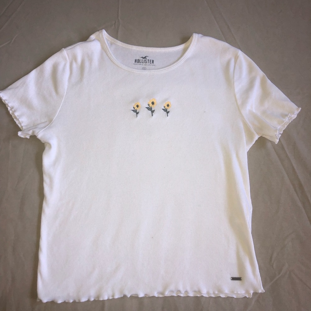 Hollister Sunflower Embroidered Crop Top
